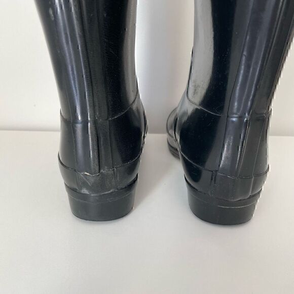 Hunter Sandhurst Carlyle Rain Boots Tall Black Rubber Size US 5-6 EU 35-36 - Picture 10 of 14
